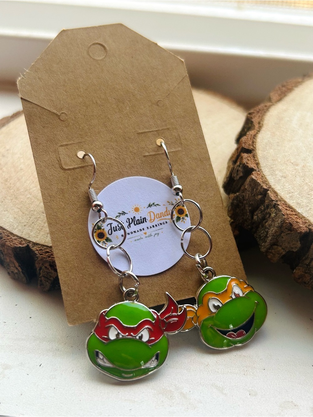 Teenage Mutant Ninja Turtle Dangle Earrings | Raphael & Michelangelo | TMNT